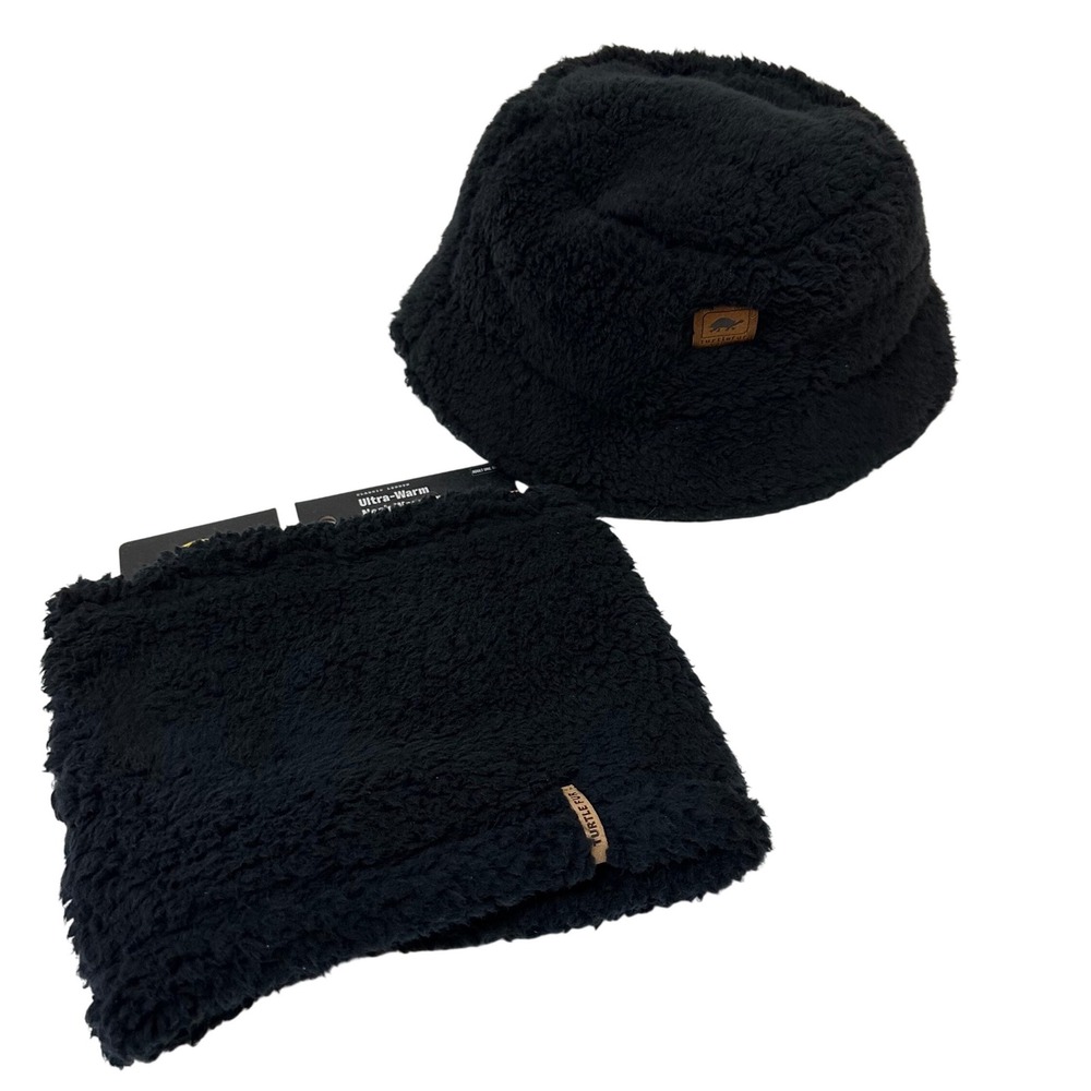 Turtle Fur Black Comfort Lush Fleece Bucket Hat and Neck Warmer Set 791482-101
